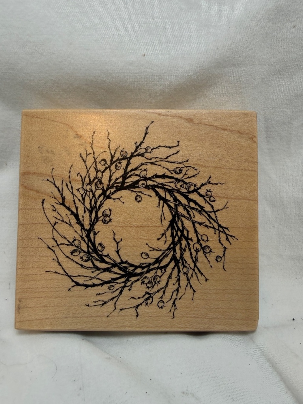 PSX Autumn Twig Wreath K-1541 Wood Mounted Rubber Stamp Card Making